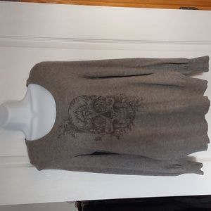 Lucky brand sugar skull print crew neck sweater
